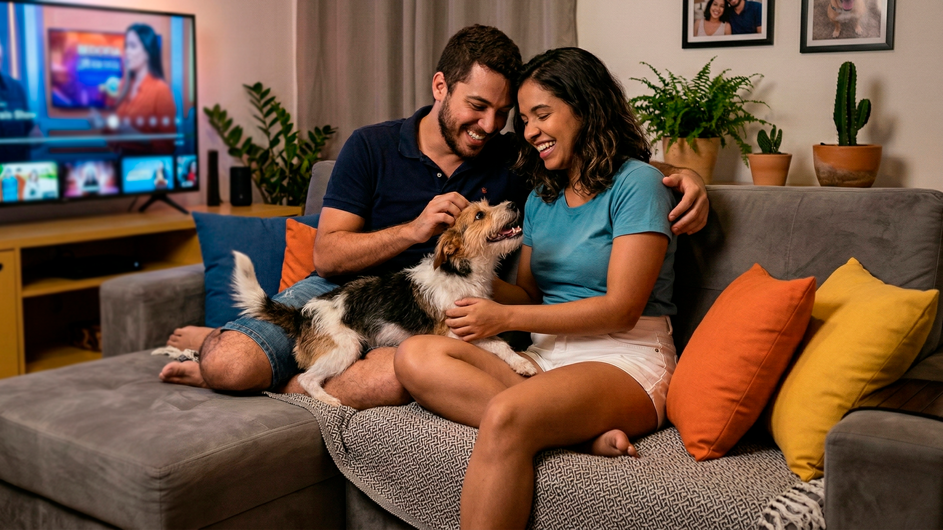 Momento de afeto entre tutor e cachorro